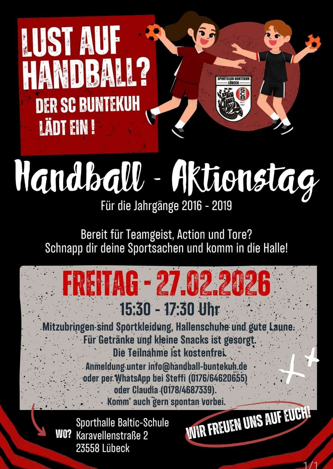 Flyer Handball Buntekuh - Aktionstag 27.02.2026